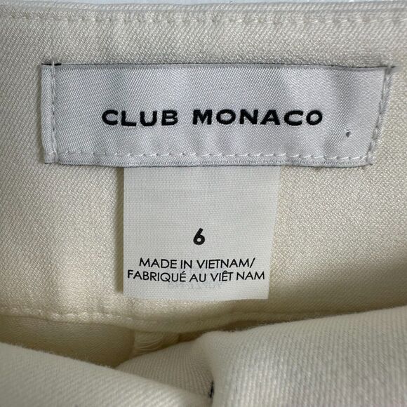 Club Monaco Pants Womens 6 White Flare Boho Disco Zip Fly High Rise Crop Trouser - Picture 3 of 7